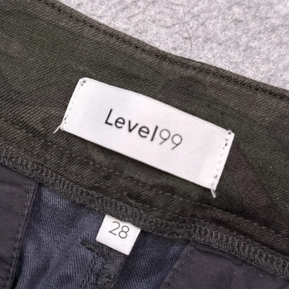 Level 99 Bette Seamed Trouser Size 28 Midnight Camo Belted High Rise Linen Blend - Picture 3 of 11